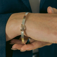 Handmade Recycled Sterling Silver Bangle with 9kt Gold Celtic Knot Feature
