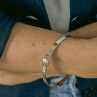 Handmade Recycled Sterling Silver Bangle with 9kt Gold Celtic Knot Feature