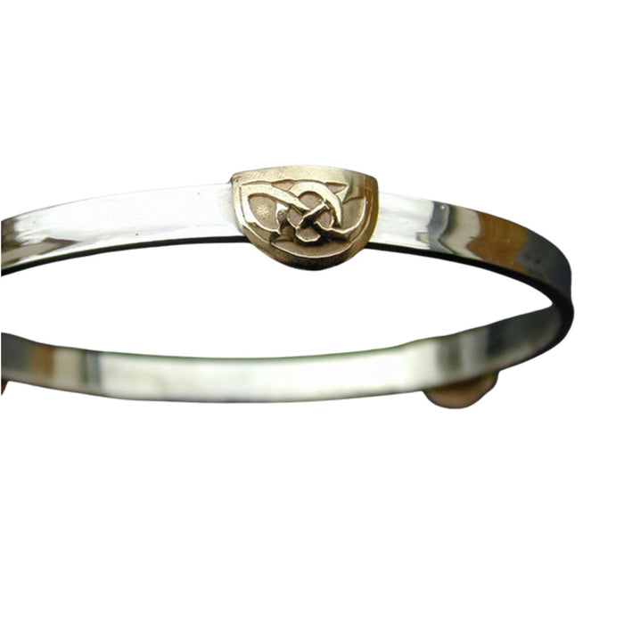 Handmade Recycled Sterling Silver Bangle with 9kt Gold Celtic Knot Feature