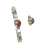 Handmade Recycled Sterling Silver Bangle with 9kt Gold Celtic Knot Feature