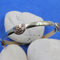 Handmade Recycled Sterling Silver Bangle with 9kt Gold Celtic Knot Feature