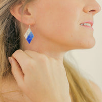 Sterling silver Enamelled Earrings (diamond shape) - blue or green