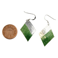 Sterling silver Enamelled Earrings (diamond shape) - blue or green