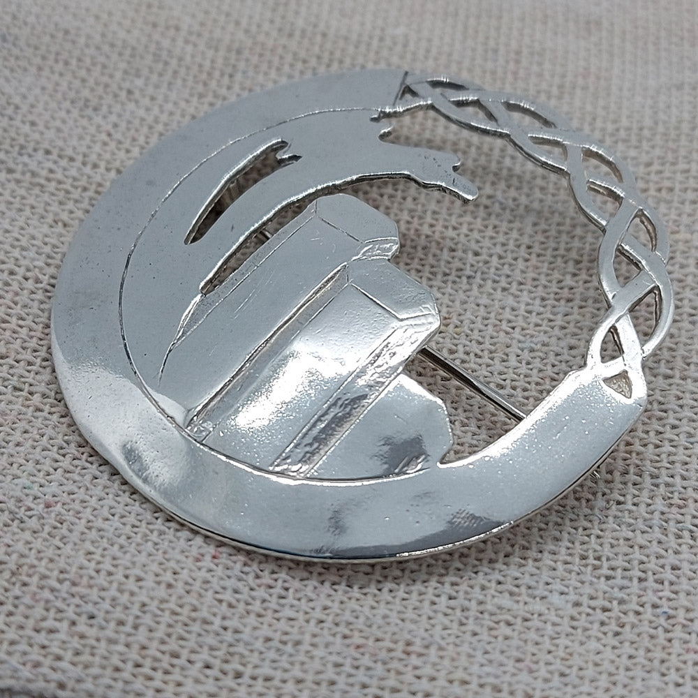 Sterling Silver Celtic Brooch: Wave over the Giant's Causeway Stones by Robert Spotten