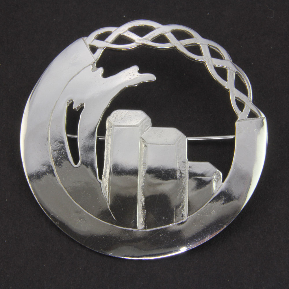 Sterling Silver Celtic Brooch: Wave over the Giant's Causeway Stones by Robert Spotten