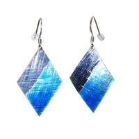 Sterling silver Enamelled Earrings (diamond shape) - blue or green