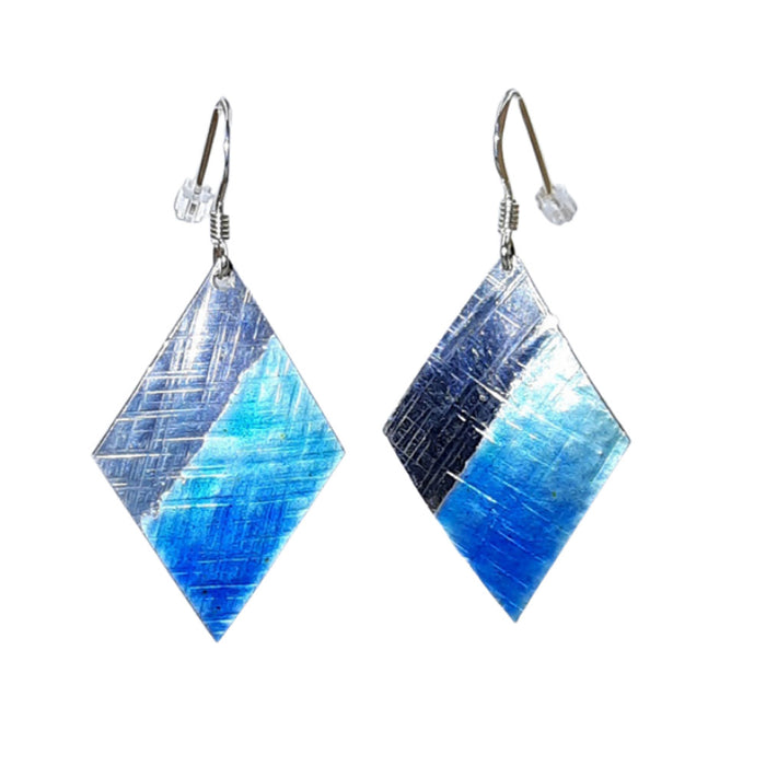 Sterling silver Enamelled Earrings (diamond shape) - blue or green