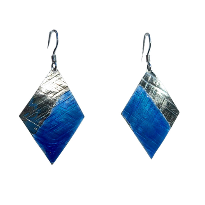 Sterling silver Enamelled Earrings (diamond shape) - blue or green