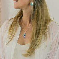 Sterling silver Enamelled Earrings (diamond shape) - blue or green