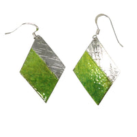 Sterling silver Enamelled Earrings (diamond shape) - blue or green