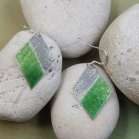 Sterling silver Enamelled Earrings (diamond shape) - blue or green