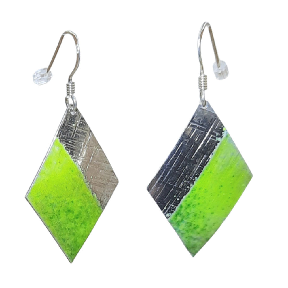 Sterling silver Enamelled Earrings (diamond shape) - blue or green