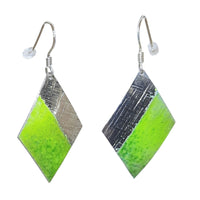 Sterling silver Enamelled Earrings (diamond shape) - blue or green