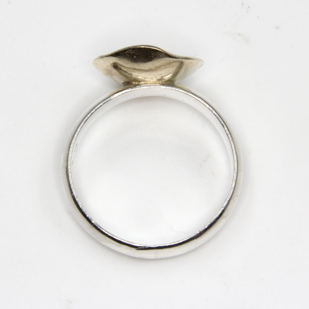 Gold and Silver Buttercup ring - Unique Yellow Gold Ring and Sterling Silver, fashion ring with Gold bead by Robert Spotten
