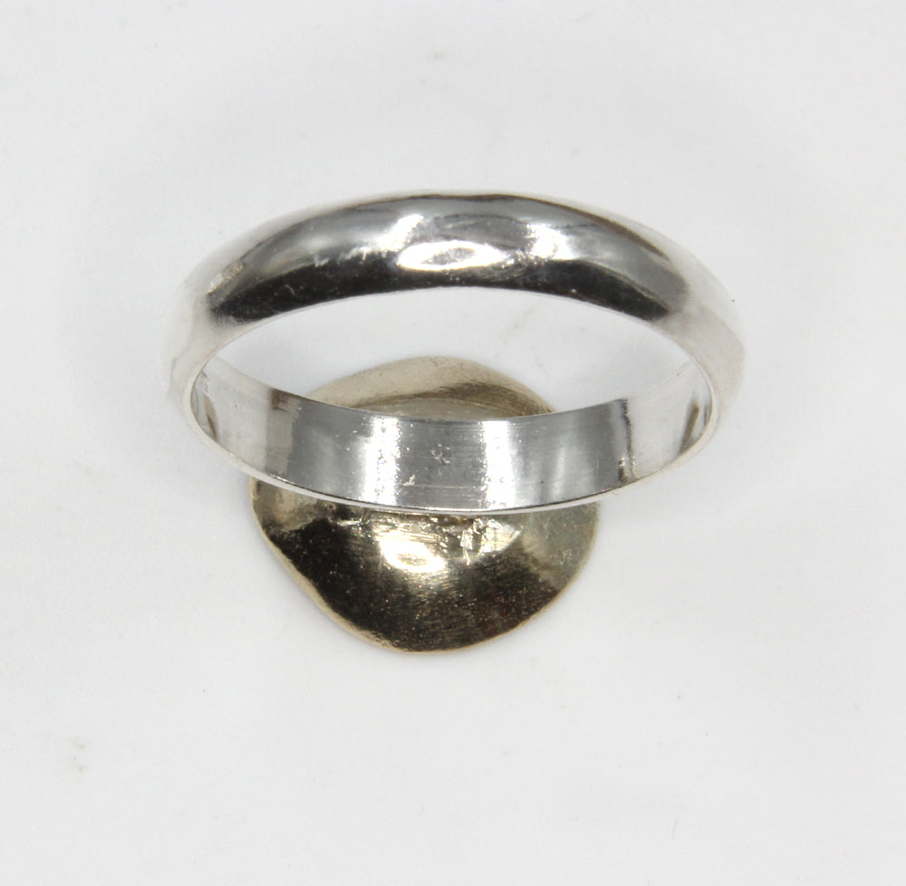 Gold and Silver Buttercup ring - Unique Yellow Gold Ring and Sterling Silver, fashion ring with Gold bead by Robert Spotten