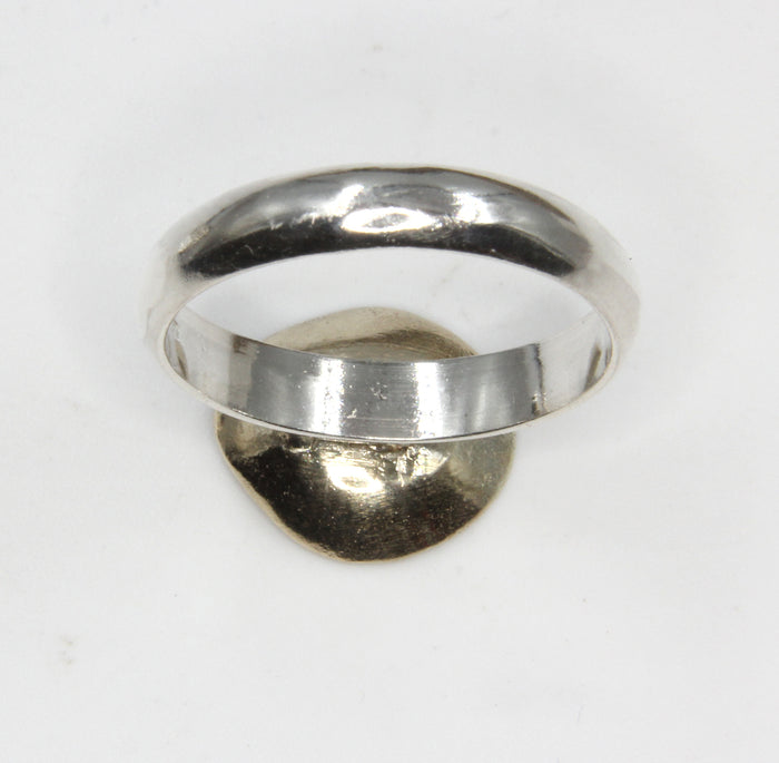 Gold and Silver Buttercup ring - Unique Yellow Gold Ring and Sterling Silver, fashion ring with Gold bead by Robert Spotten