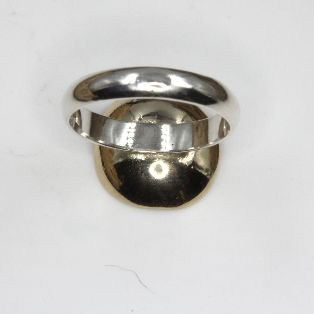 Gold and Silver Buttercup ring - Unique Yellow Gold Ring and Sterling Silver, fashion ring with Gold bead by Robert Spotten