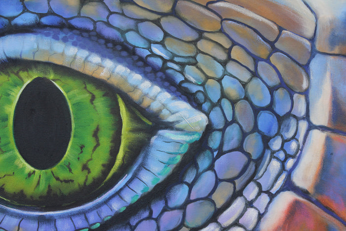 Eye of the Green Iguana - Oil painting by Robert Spotten