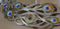 One Off Unique Sterling Silver and Gold Peacock Pendant by Robert Spotten