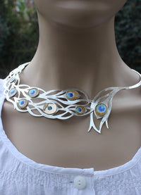 One Off Unique Sterling Silver and Gold Peacock Pendant by Robert Spotten