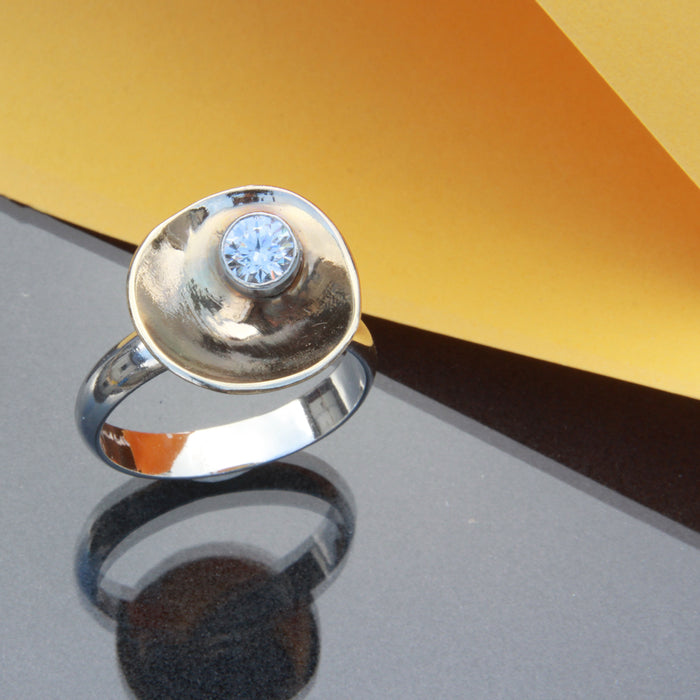 Dew on Buttercup ring - Designer fashion or engagement Ring with diamond by Robert Spotten
