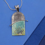 Turquoise, Yellow, Green Enamelled Sterling Silver Pendant by Robert Spotten