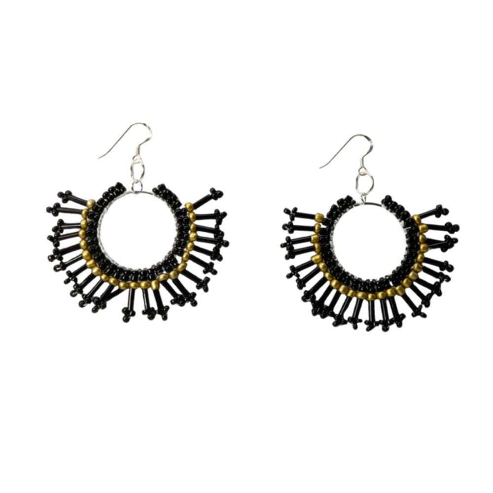 Sunburst Statement Earrings – Handcrafted Beadwork with sterling silver hooks -choice of colour