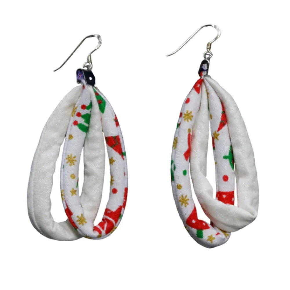 Handmade Textile Double Earrings with sterling silver hooks – Playful, Light & One of a Kind - variety of patterns to choose from - The Puffin Gallery