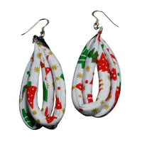 Handmade Textile Double Earrings with sterling silver hooks – Playful, Light & One of a Kind - variety of patterns to choose from - The Puffin Gallery