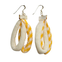 Handmade Textile Double Earrings with sterling silver hooks – Playful, Light & One of a Kind - variety of patterns to choose from - The Puffin Gallery