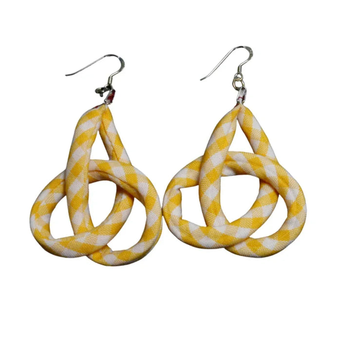 Handmade Textile Knot Earrings with sterling silver hooks – Playful, Light & One of a Kind - variety of patterns to choose from - The Puffin Gallery