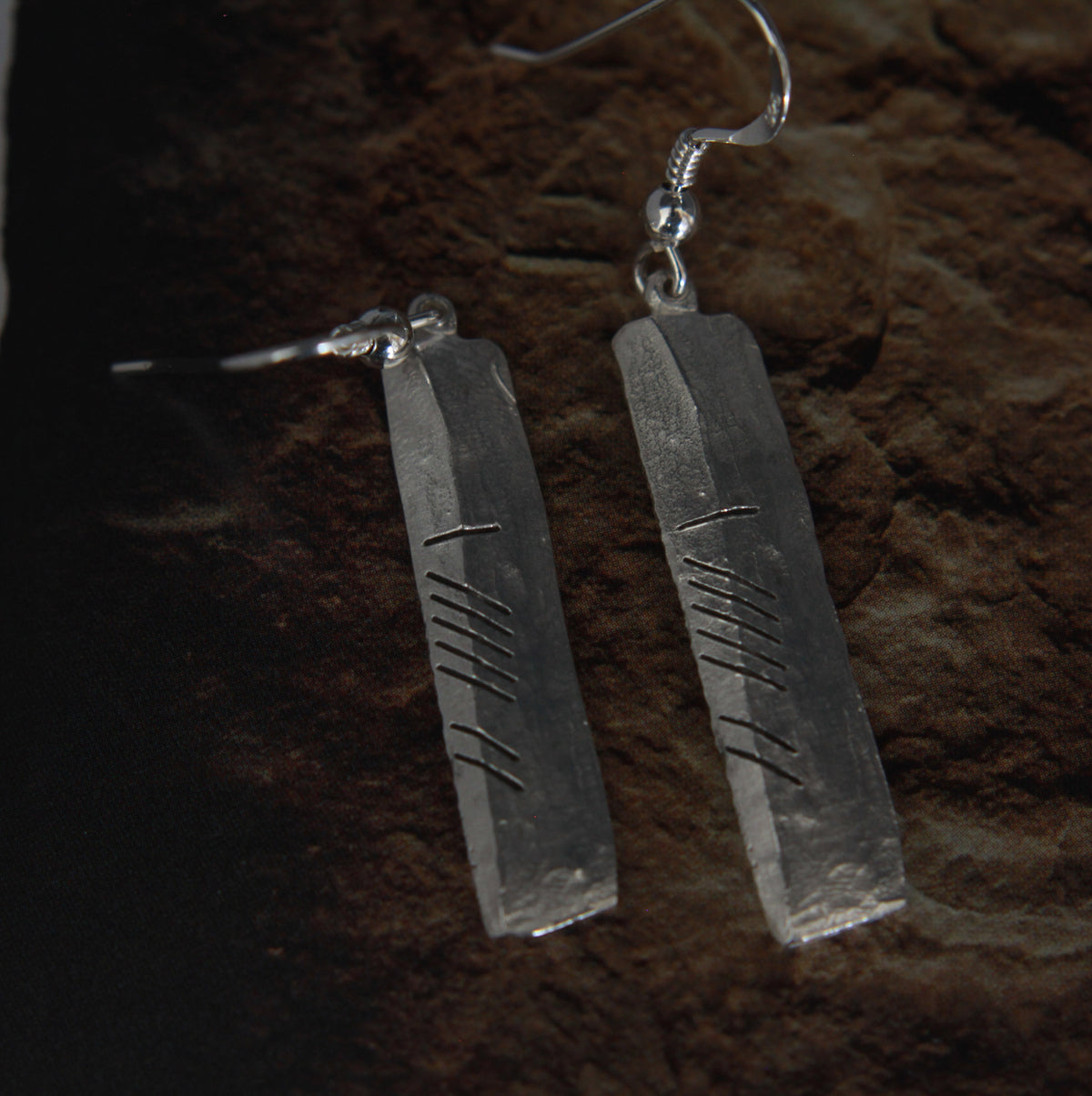 Ogham Stones inspired Sterling Silver earrings: LOVE