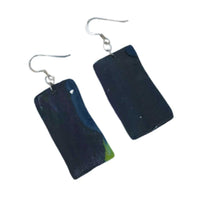 Starry Night Rectangle Polymer Clay Earrings with Sterling silver hooks