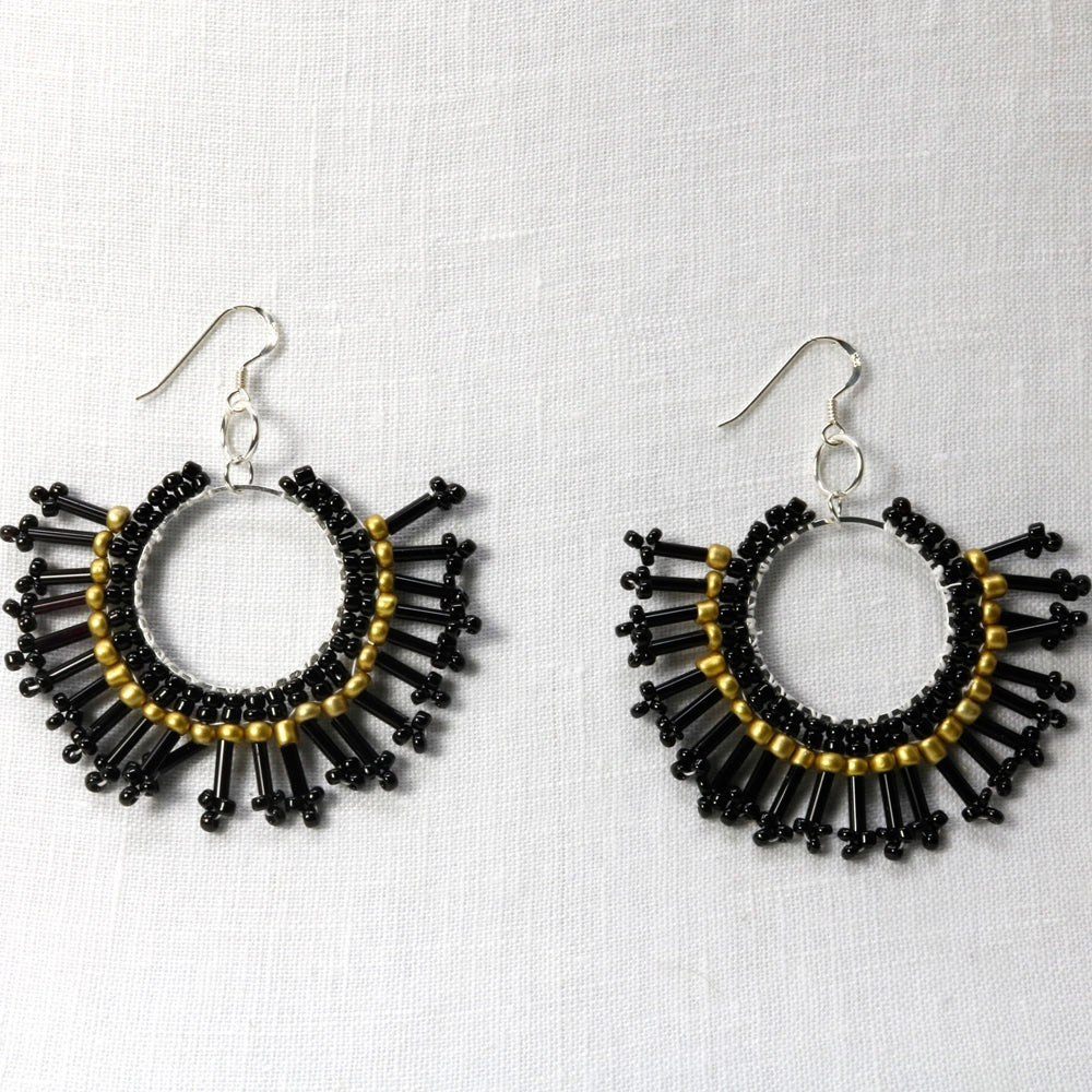 Sunburst Statement Earrings – Handcrafted Beadwork with sterling silver hooks -choice of colour