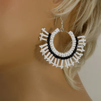 Sunburst Statement Earrings – Handcrafted Beadwork with sterling silver hooks -choice of colour