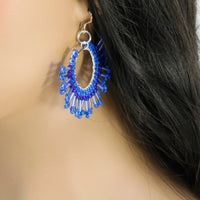 Sunburst Statement Earrings – Handcrafted Beadwork with sterling silver hooks -choice of colour