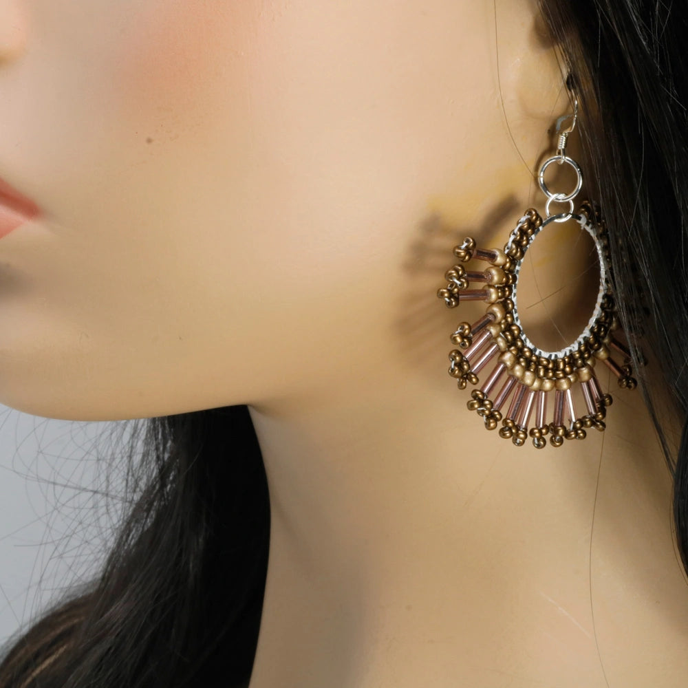 Sunburst Statement Earrings – Handcrafted Beadwork with sterling silver hooks -choice of colour