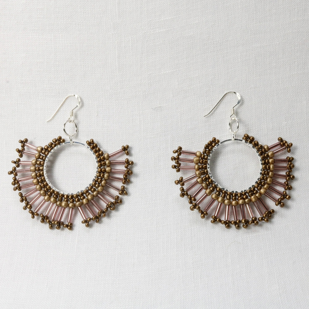 Sunburst Statement Earrings – Handcrafted Beadwork with sterling silver hooks -choice of colour