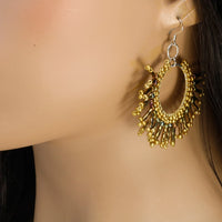 Sunburst Statement Earrings – Handcrafted Beadwork with sterling silver hooks -choice of colour