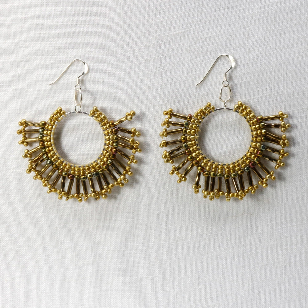 Sunburst Statement Earrings – Handcrafted Beadwork with sterling silver hooks -choice of colour