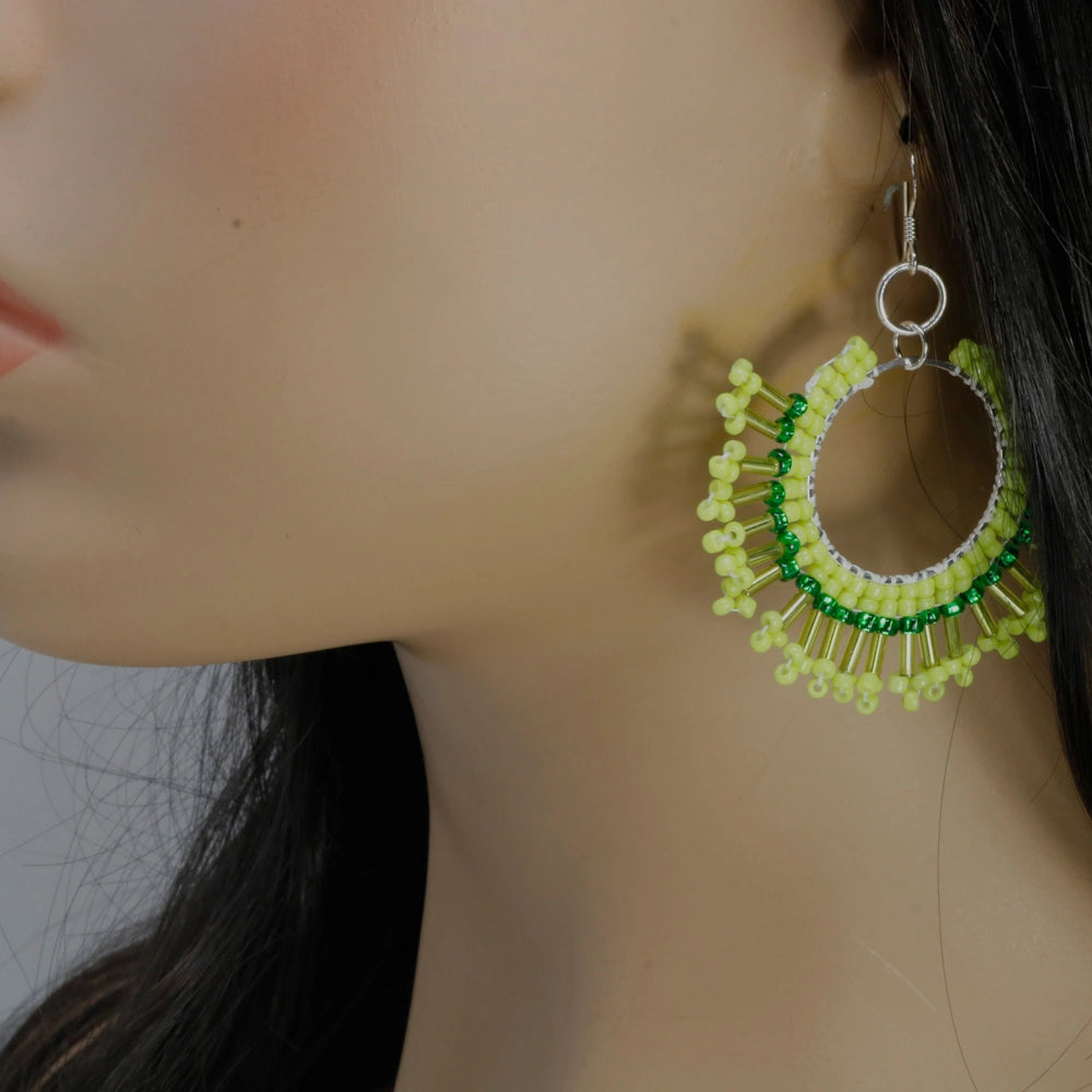 Sunburst Statement Earrings – Handcrafted Beadwork with sterling silver hooks -choice of colour