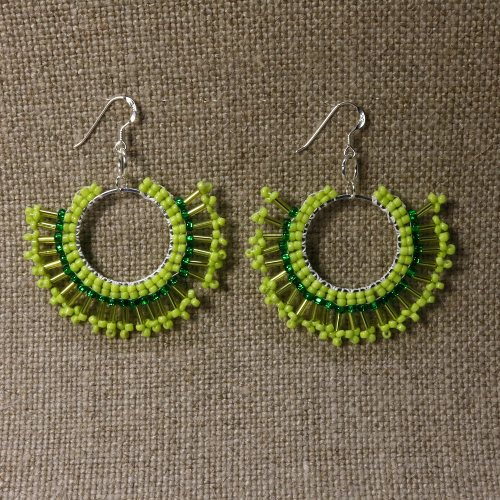 Sunburst Statement Earrings – Handcrafted Beadwork with sterling silver hooks -choice of colour