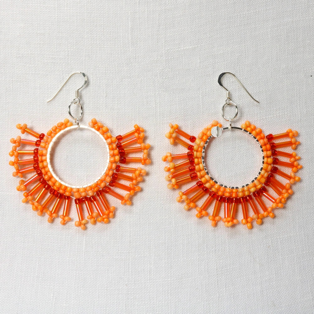 Sunburst Statement Earrings – Handcrafted Beadwork with sterling silver hooks -choice of colour
