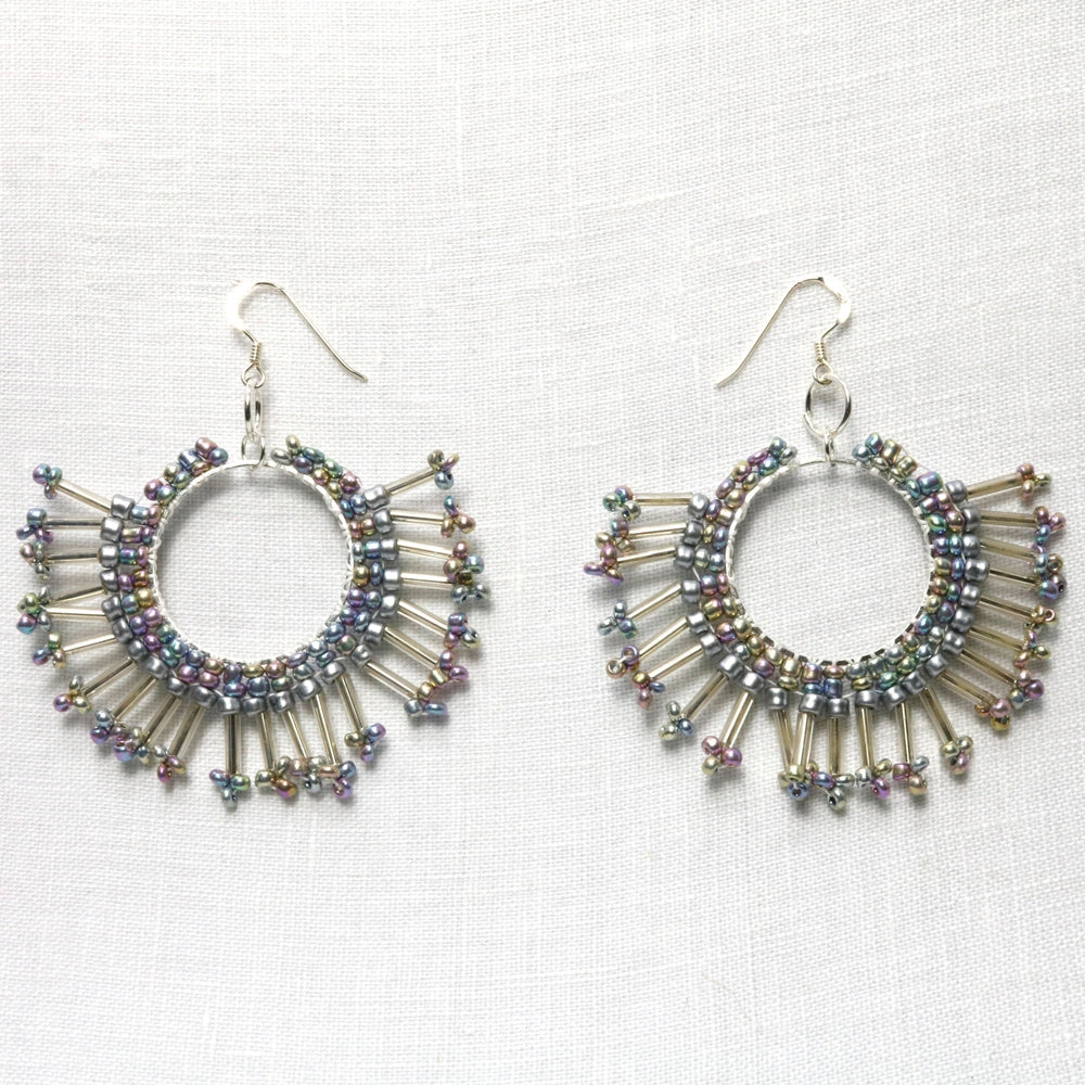 Sunburst Statement Earrings – Handcrafted Beadwork with sterling silver hooks -choice of colour