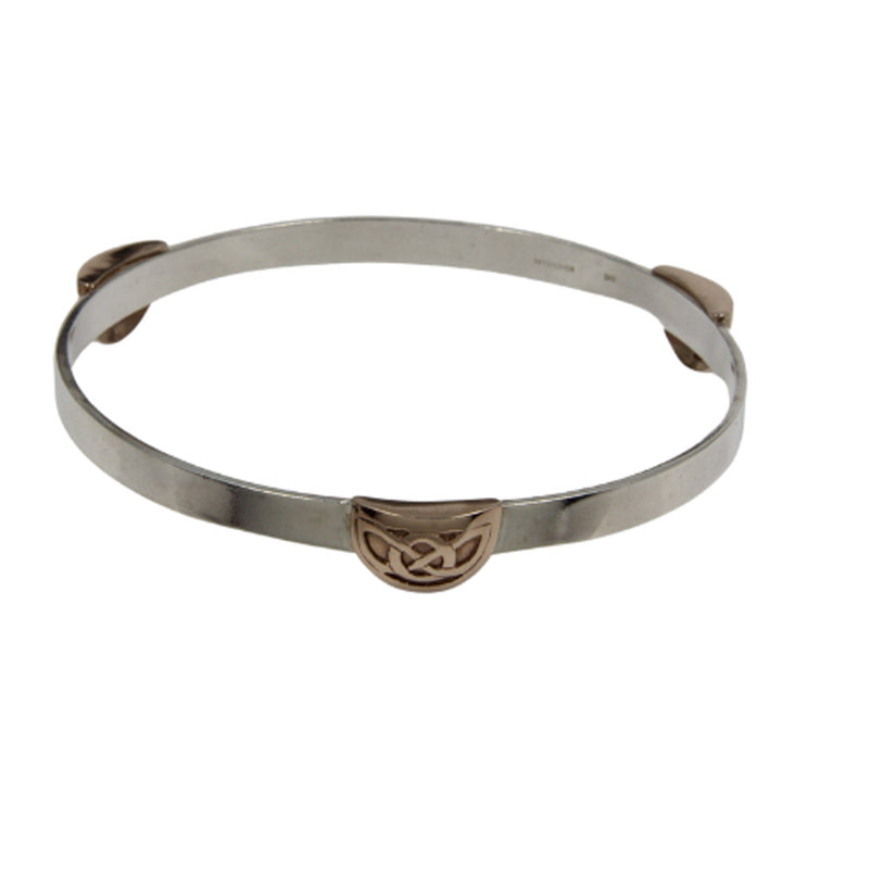 Handmade Recycled Sterling Silver Bangle with 9kt Gold Celtic Knot Feature