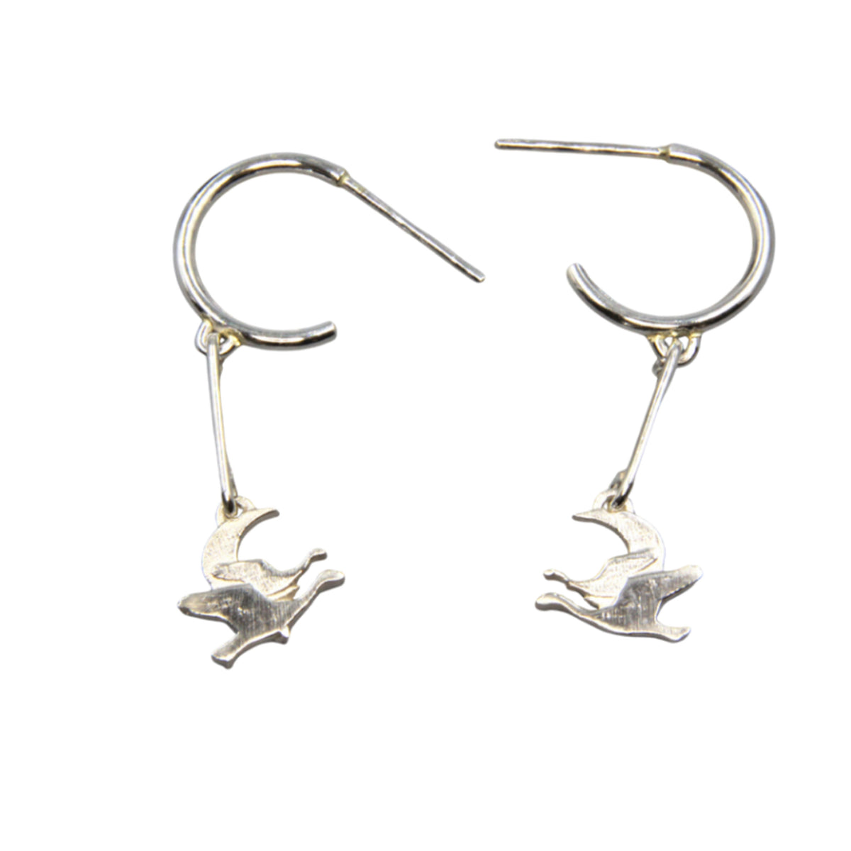 Recycled Sterling Silver Hoop Earrings with matching pendant - Children of Lir, Irish Myth