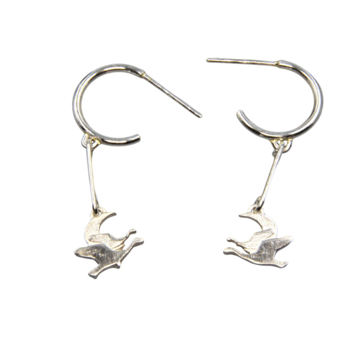 Recycled Sterling Silver Hoop Earrings with matching pendant - Children of Lir, Irish Myth