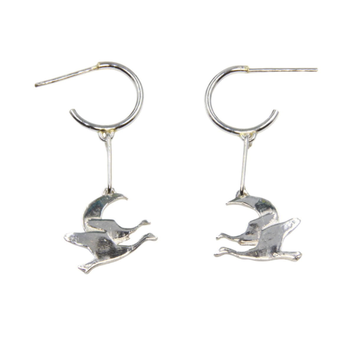Recycled Sterling Silver Hoop Earrings with matching pendant - Children of Lir, Irish Myth