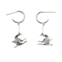 Recycled Sterling Silver Hoop Earrings with matching pendant - Children of Lir, Irish Myth
