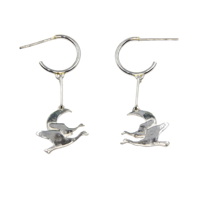 Recycled Sterling Silver Hoop Earrings with matching pendant - Children of Lir, Irish Myth